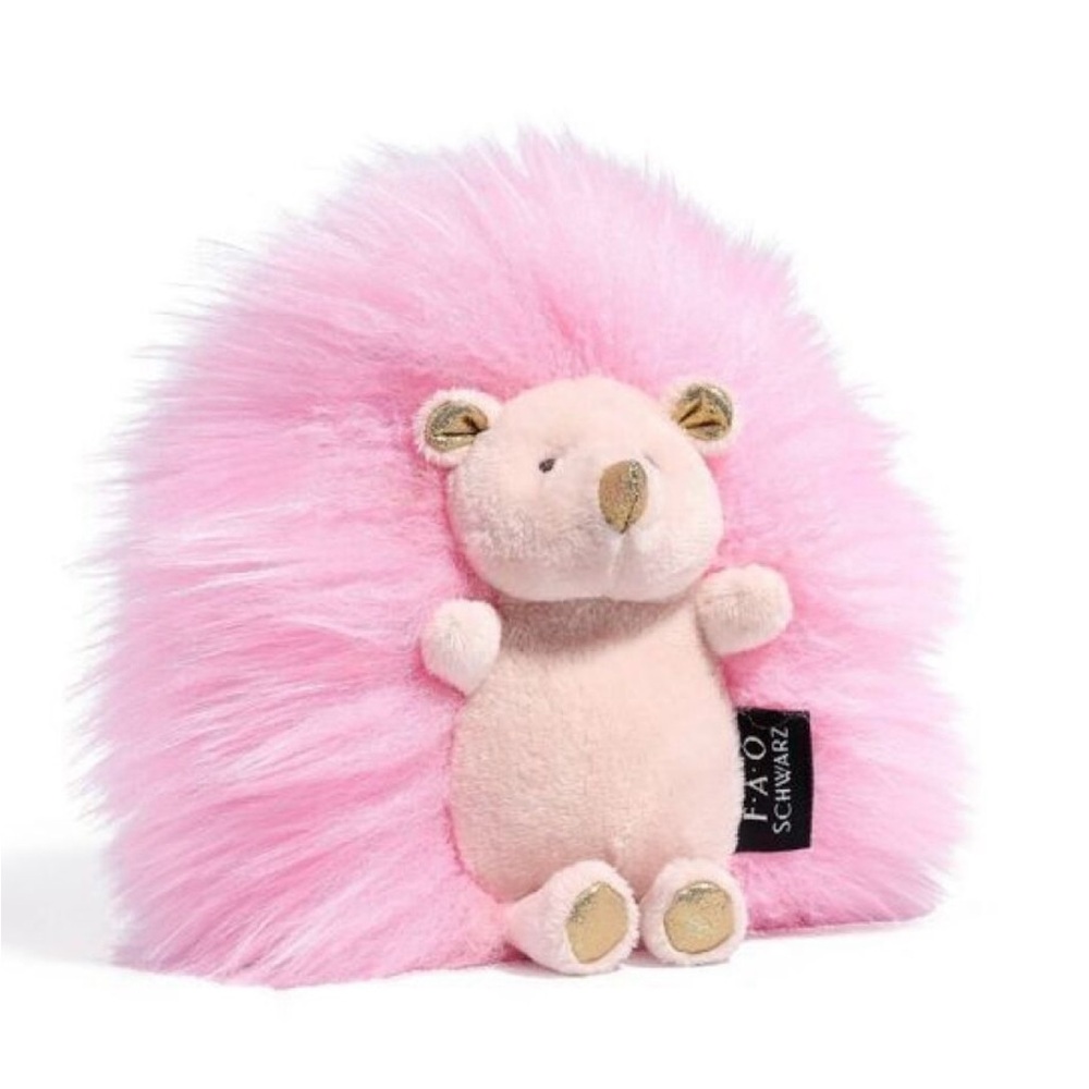 FAO Schwarz Pink Plush Hedgehog Bag